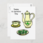 Carte Postale Irish Tea Set Happy St. Patrick's Day Postcard (Devant / Derrière)