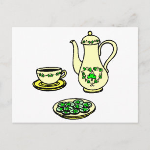 Carte Postale Irish Tea Set St. Patrick's Day Postcard