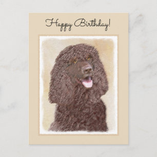 Carte Postale Irish Water Spaniel Peinture - Original Dog Art
