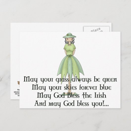 Carte Postale Irlandais Fairy Girl 1 - Irish Quote (Devant / Derrière)