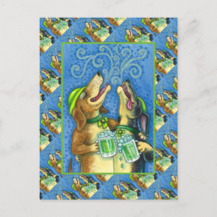 CARTE POSTALE IRLANDAIS HOUND CHIENS, ST. PATRICK'S DAY GREEN BE