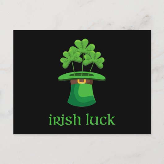 Carte Postale Irlandais Lucky Shamrock Clover Leprechaun Casquet (Devant)