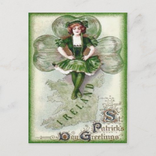 Carte Postale Irlandaise Femme Irlande Shamrock Riverdance (Devant)