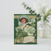 Carte Postale Irlandaise Rose Shamrock Clay Pipe Harp (Debout devant)