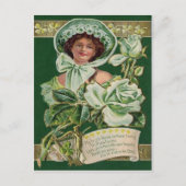 Carte Postale Irlandaise Rose Shamrock Clay Pipe Harp (Devant)