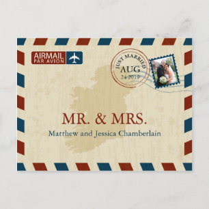 Carte Postale Irlande Airmail Merci Mariage