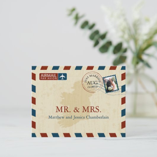Carte Postale Irlande Airmail | Remerciements pour mariage (Debout devant)