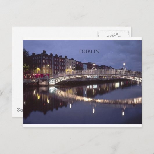 Carte Postale Irlande Dublin Bridge nuit (St.K) (Devant / Derrière)