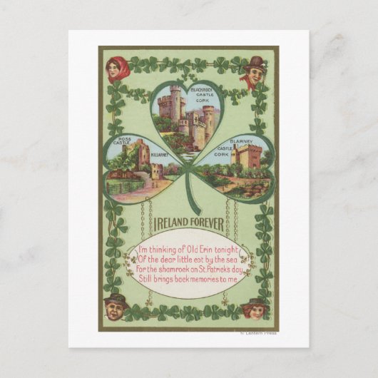 Carte Postale Irlande Forever - Châteaux de liège et de Killarne (Devant)