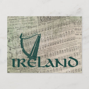 Carte Postale Irlande Harp Design, Irish Harp