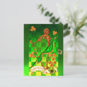 Carte Postale IRLANDE HARP, OR VERT SHAMROCK St Patrick's Day (Debout devant)
