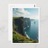 Carte Postale Irlande, Les falaises de Moher, Style Voyage (Devant / Derrière)