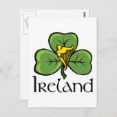 Carte Postale Irlande Shamrock et harpe (Devant / Derrière)