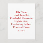 Carte Postale Isaïe9 : 6b "Son nom sera appelé Merveilleux..." (Devant)