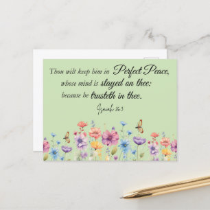 Carte Postale Isaïe 26:3 Parfait Paix Bible Fleur sauvage KJV