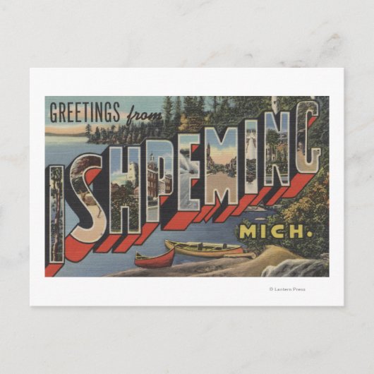 Carte Postale Ishpeming, Michigan - Scènes de grandes lettres (Devant)