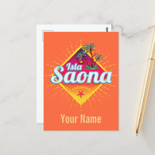 Carte Postale Isla Saona Caraïbes République dominicaine Retro