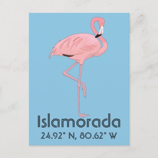 Carte Postale Islamorada FL Keys Flamant rose Latitude Longitude (Devant)