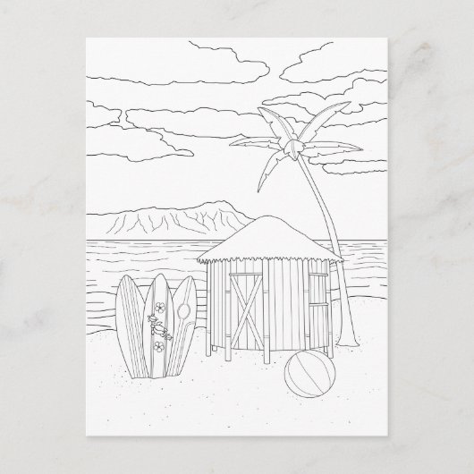 Carte postale Island Tiki Hut pour adultes (Devant)