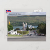 Carte Postale Islande, Akureyrarkirkja, Akureyri (Devant / Derrière)