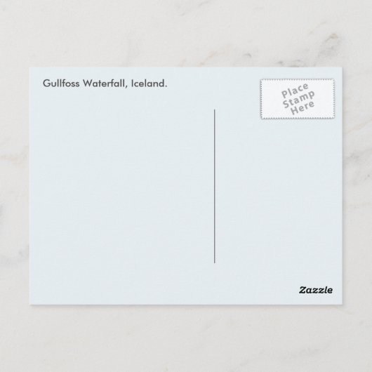 Carte Postale Islande - Cascade de Gullfoss (Dos)