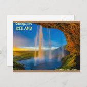 Carte Postale Islande - Cascade de Skogafoss (Devant / Derrière)