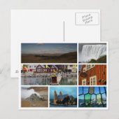 Carte Postale Islande collage des hautes terres de la cascade re (Devant / Derrière)