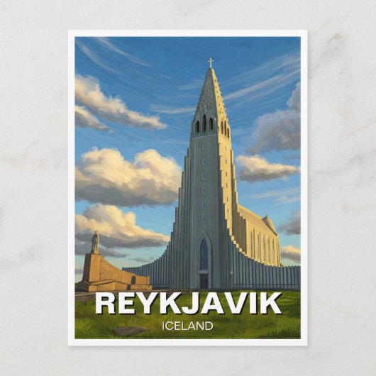Carte Postale Islande Église Reykyavik de Hallgrimur Voyage (Devant)