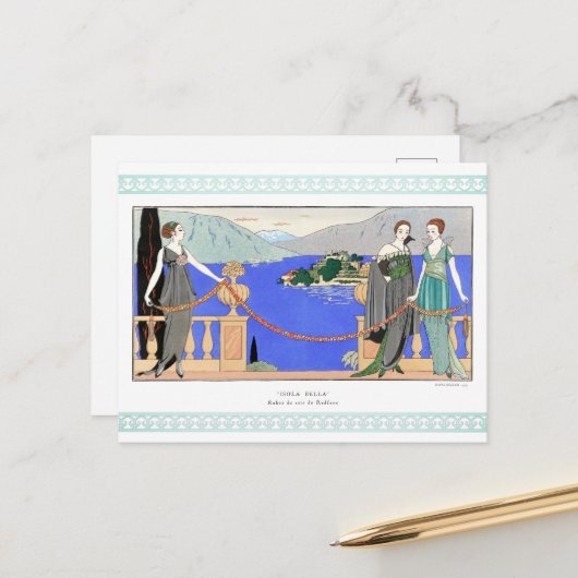 Carte Postale Isola Bella par George Barbier (Devant/Arrière en situation)