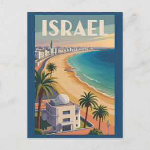 Carte Postale Israël Tel-Aviv Illustration Voyage Art Rétro