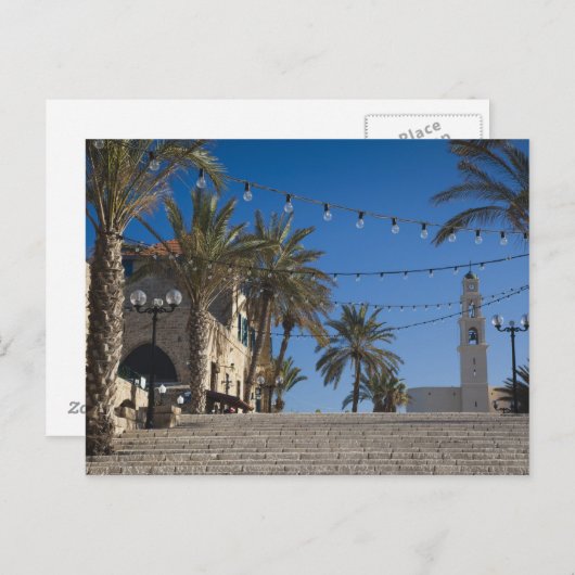 Carte Postale Israël, Tel Aviv, Jaffa, escaliers, Vieux Jaffa (Devant / Derrière)