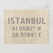 Carte Postale Istanbul Latitude & Longitude Coordonnées Bois (Devant)