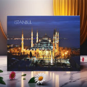 Carte Postale Istanbul Mosquée Bleue Nuit Décor Premium Voyage