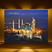 Carte Postale Istanbul Mosquée Bleue Nuit Décor Premium Voyage