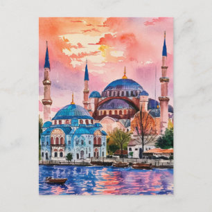 Carte Postale Istanbul Turquie aquarelle peinture