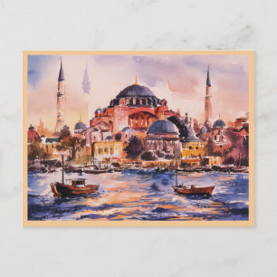 Carte Postale Istanbul Turquie aquarelle peinture
