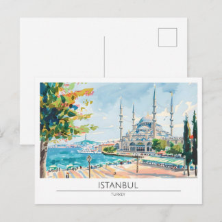 Carte Postale Istanbul Turquie Illustration d'Art Vintage Voyage