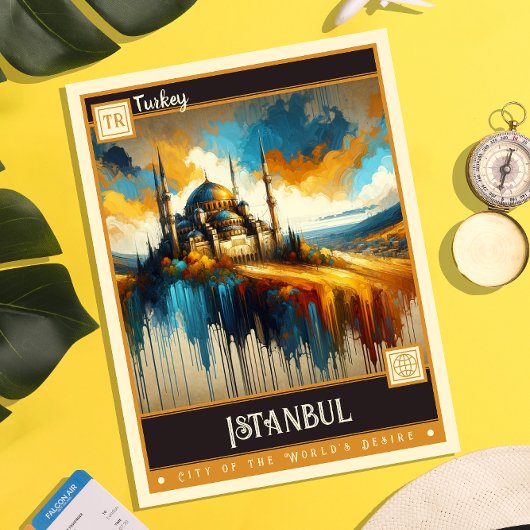 Carte Postale Istanbul, Turquie | Peinture Vintage