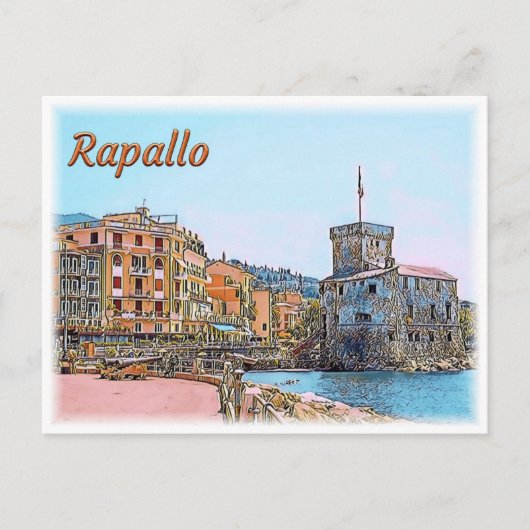 Carte Postale IT ^ Rapallo - Château - Promenade de baiser (Devant)