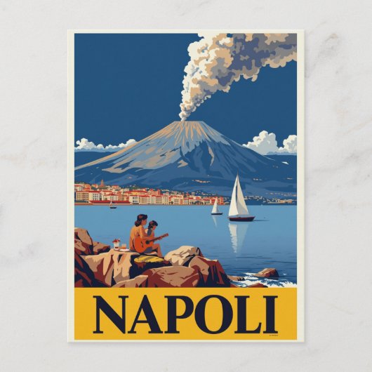 Carte Postale Italian Coast Naples Vesuvius Artwork (Devant)