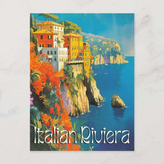 Carte Postale Italian Riviera Retro Voyage  (Devant)