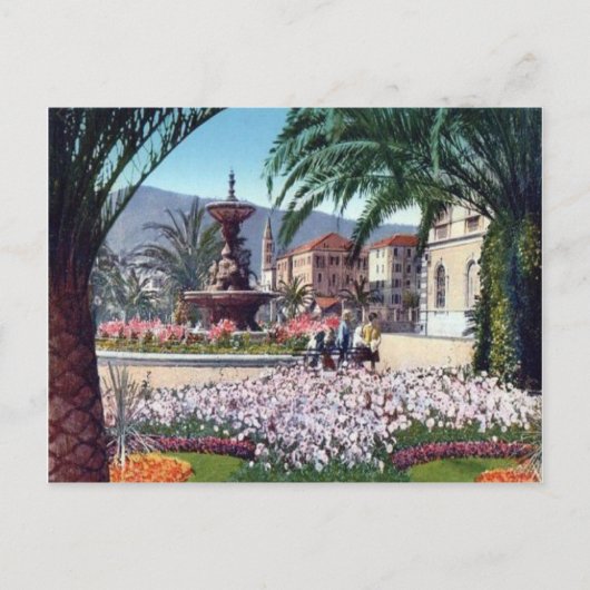 Carte Postale Italie, Alassio, Fleurs autour de la fontaine (Devant)