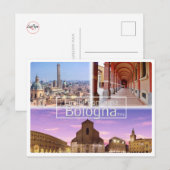 Carte Postale Italie, BOLOGNE, Piazza Maggiore, Deux Tours, (Devant / Derrière)