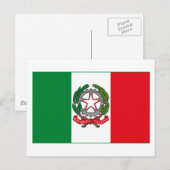 Carte Postale Italie Drapeau avec certificat d'authenticité (feu (Devant / Derrière)
