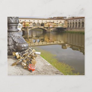 Carte Postale Italie, Florence, Cadenas d'amour et reflets dans