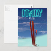 Carte Postale Italie 'Ice' Ski poster de voyage. (Devant / Derrière)