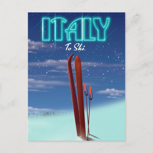 Carte Postale Italie 'Ice' Ski poster de voyage. (Devant)