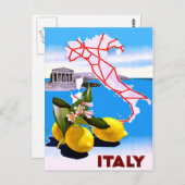 Carte Postale Italie Lemon Roman Temple Flower (Devant / Derrière)