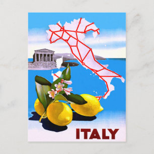 Carte Postale Italie Lemon Roman Temple Flower