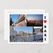 Carte Postale Italie - Pouilles - Bari - I Love - (Devant / Derrière)